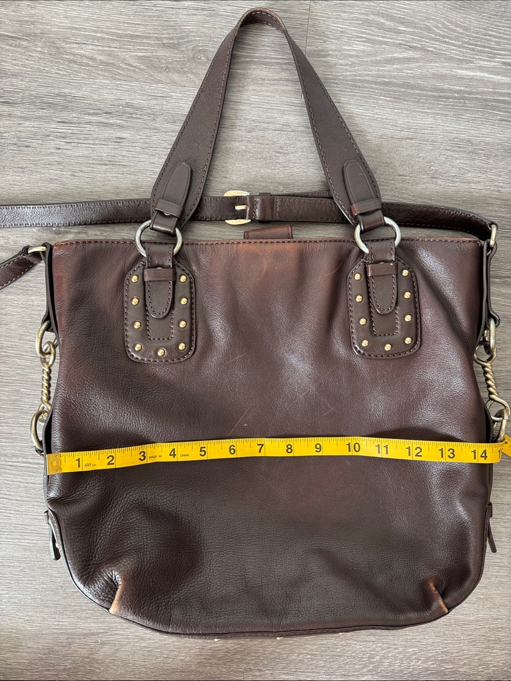 Nice Leather Michael Kors Dark Brown Shoulder Tote with Gold Accents - Picture 6 of 12